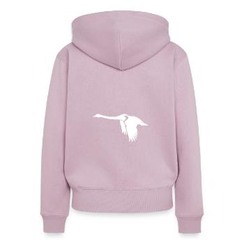 Élégant cygne volant sur de grandes ailes - Sweat à capuche zippé Premium bio Femme - rose poudré - Dos - Julia (174cm)