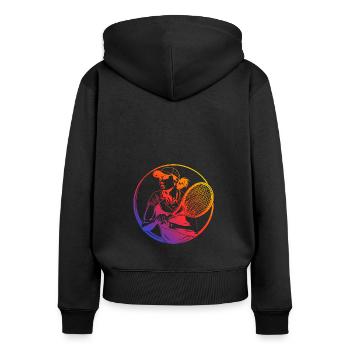 Joueur de tennis multicolore - Sweat à capuche zippé Premium bio Femme - noir - Dos - Julia (174cm)
