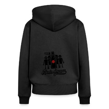 Fête du marié de mariage - Sweat à capuche zippé Premium bio Femme - noir - Dos - Julia (174cm)