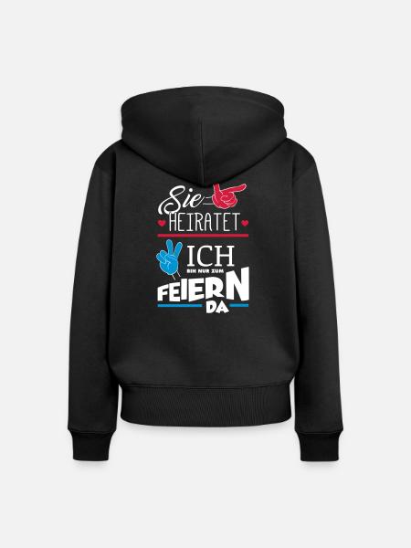 SIE HEIRATET JGA - Frauen Premium Bio Zip Hoodie - Schwarz