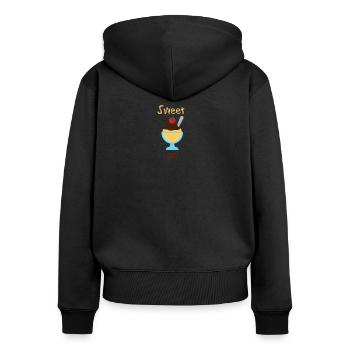 Tasse Eis "süßes Mädchen" - Frauen Premium Bio Zip Hoodie - Schwarz - Hinten - Julia (174cm)
