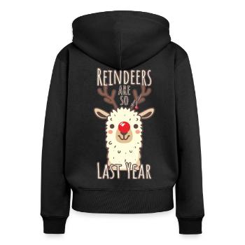 Lama Alpaka Weihnachten Spruch - Frauen Premium Bio Zip Hoodie - Schwarz - Hinten - Julia (174cm)