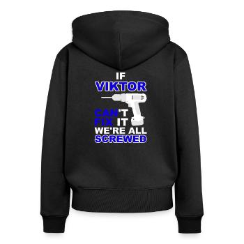 Viktor - Frauen Premium Bio Zip Hoodie - Schwarz - Hinten - Julia (174cm)