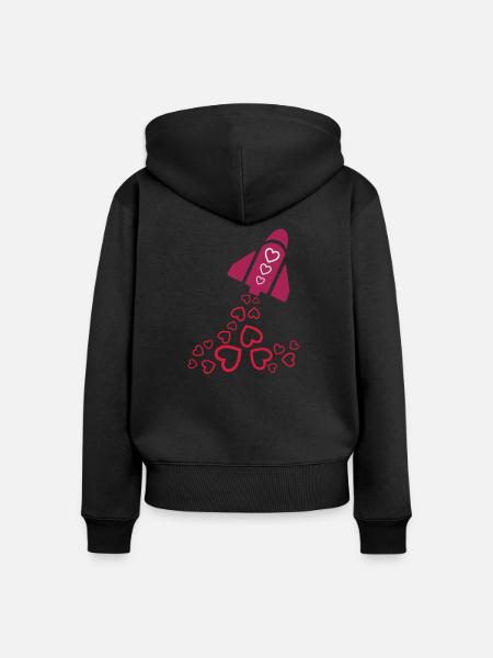 peace rocket pink - Frauen Premium Bio Zip Hoodie - Schwarz