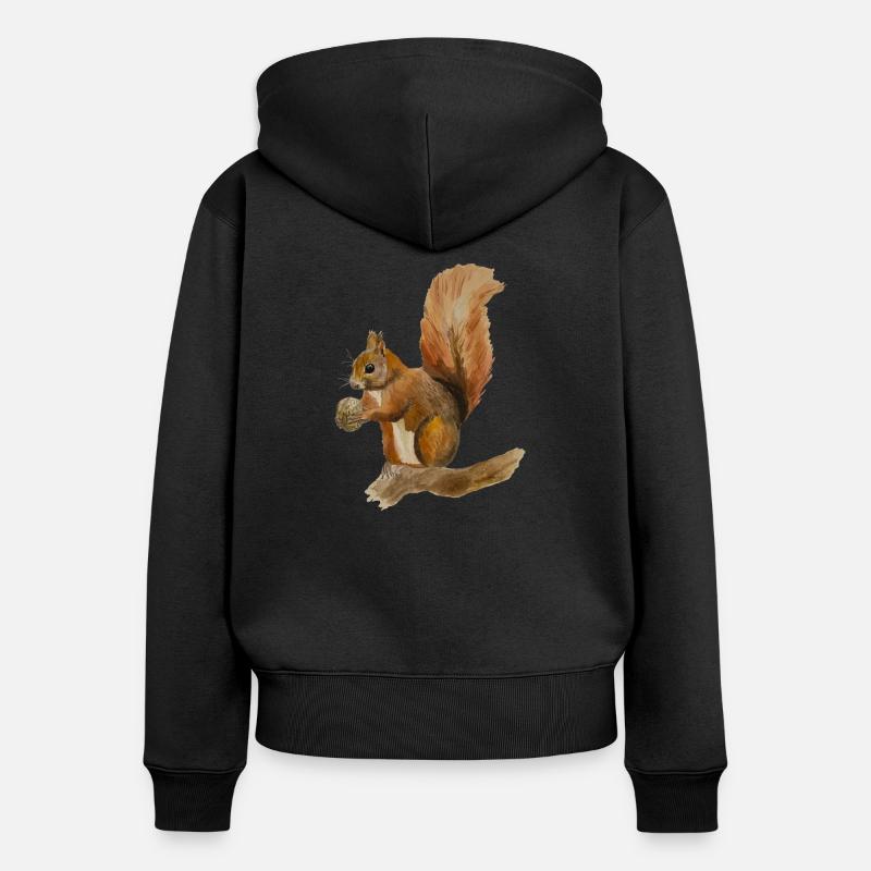 écureuil - Sweat à capuche zippé Premium bio Femme - noir