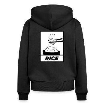 Rice simple black - Women's Premium Organic Zip Hoodie - black - Back - Julia (174cm)
