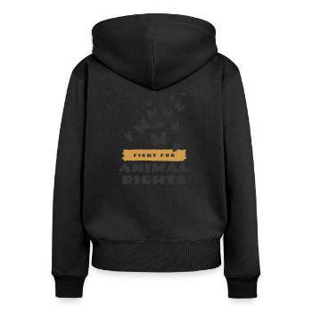 Animal Rights / Tierschutz - Frauen Premium Bio Zip Hoodie - Schwarz - Hinten - Julia (174cm)