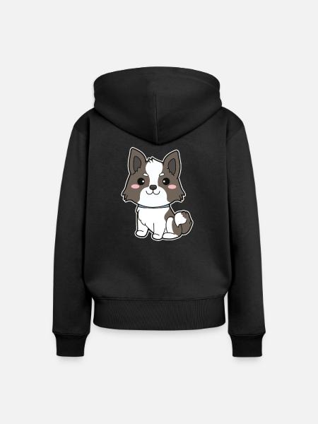 Border Collie - Frauen Premium Bio Zip Hoodie - Schwarz