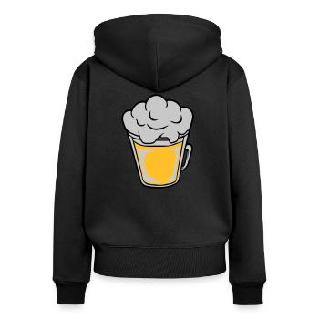 Bière comique vue d’en haut - Sweat à capuche zippé Premium bio Femme - noir - Dos - Julia (174cm)