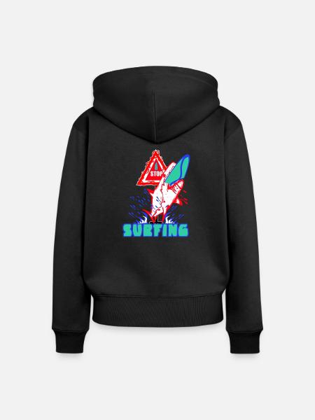Stop - Surfing - Frauen Premium Bio Zip Hoodie - Schwarz