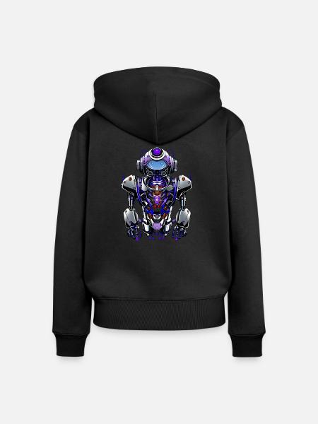 Roboter Omega - Frauen Premium Bio Zip Hoodie - Schwarz