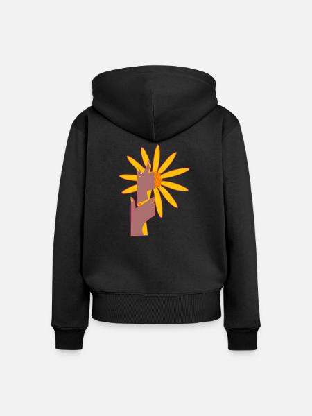 Blumige Hände - Frauen Premium Bio Zip Hoodie - Schwarz