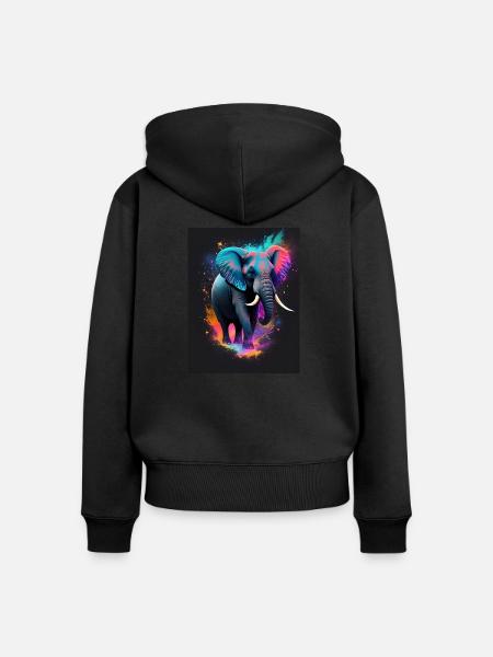 Elephant Galaxy - Frauen Premium Bio Zip Hoodie - Schwarz