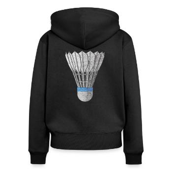 Federball - Frauen Premium Bio Zip Hoodie - Schwarz - Hinten - Julia (174cm)
