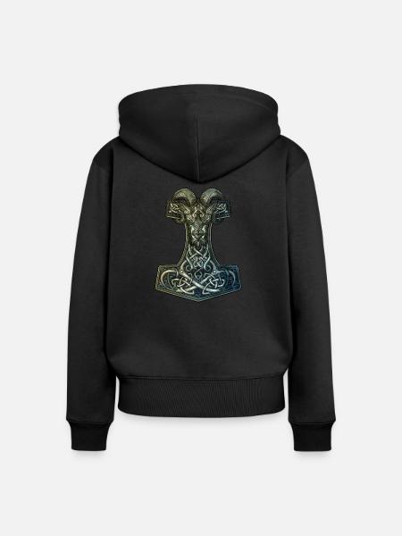 Mjölnir - Frauen Premium Bio Zip Hoodie - Schwarz