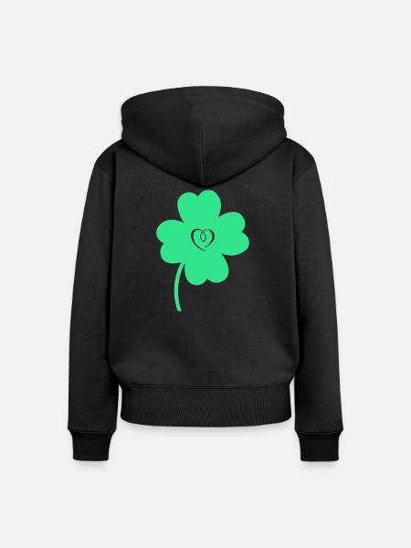 kleeblatt herz - Frauen Premium Bio Zip Hoodie - Schwarz