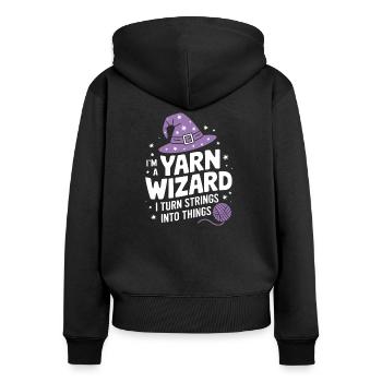 Libérez votre créativité avec la laine - Sweat à capuche zippé Premium bio Femme - noir - Dos - Julia (174cm)