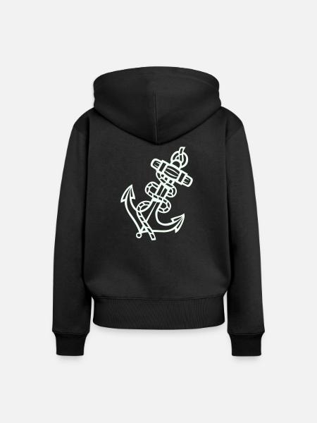 Anker Symbol - Frauen Premium Bio Zip Hoodie - Schwarz