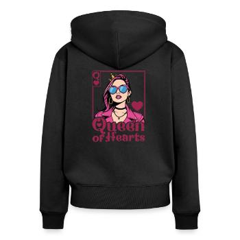 Queen Of Hearts - Women's Premium Organic Zip Hoodie - black - Back - Julia (174cm)