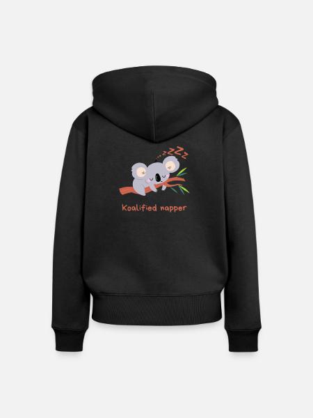 Koalified napper - Frauen Premium Bio Zip Hoodie - Schwarz