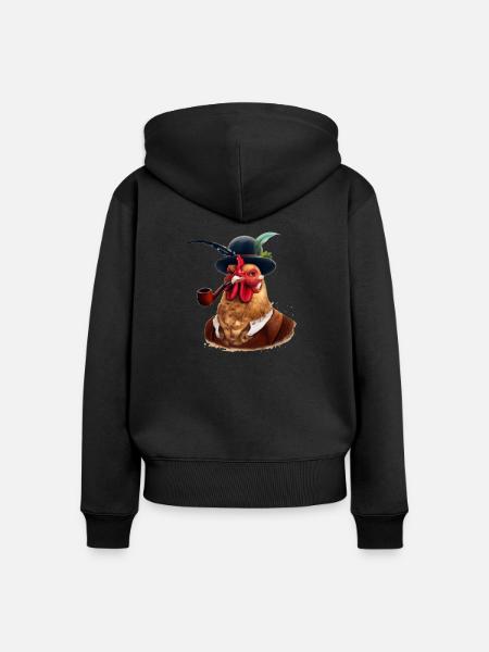 Hahn - Frauen Premium Bio Zip Hoodie - Schwarz