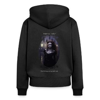 La reine des corbeaux - Sweat à capuche zippé Premium bio Femme - noir - Dos - Julia (174cm)