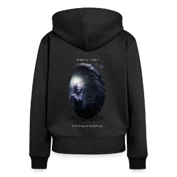 Dark mermaid - Sweat à capuche zippé Premium bio Femme - noir - Dos - Julia (174cm)