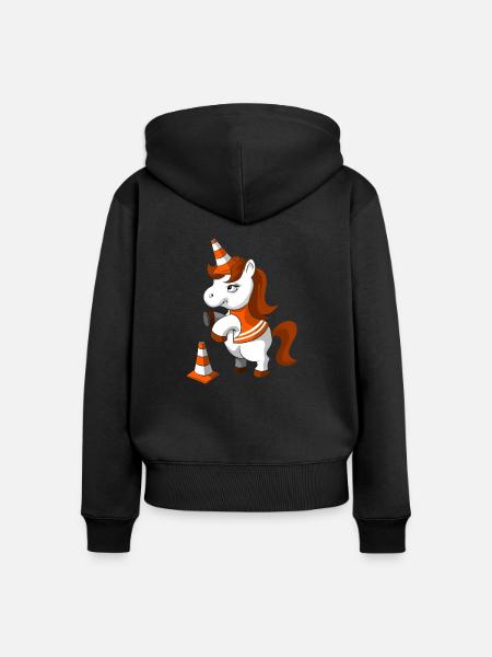Einhorn Arbeit - Frauen Premium Bio Zip Hoodie - Schwarz