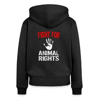 Lutte pour les droits des animaux - Sweat à capuche zippé Premium bio Femme - noir - Dos - Julia (174cm)