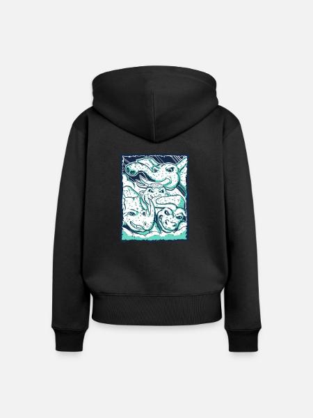 Team Pflanzenfresser - Frauen Premium Bio Zip Hoodie - Schwarz