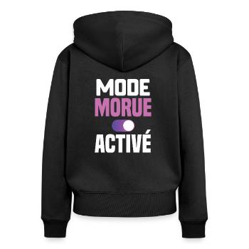 Mode morue activé cadeau humour femme provoque - Sweat à capuche zippé Premium bio Femme - noir - Dos - Julia (174cm)