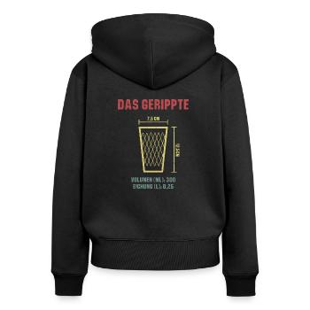 Das gerippte Äppelwoi Hessisch Apfelwein Hessen - Frauen Premium Bio Zip Hoodie - Schwarz - Hinten - Julia (174cm)
