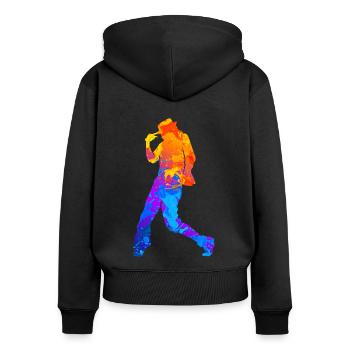 Hip Hop Break Dance Silhouette - Sweat à capuche zippé Premium bio Femme - noir - Dos - Julia (174cm)
