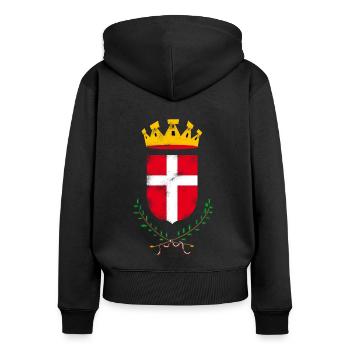 Armoiries de Novare - Sweat à capuche zippé Premium bio Femme - noir - Dos - Julia (174cm)