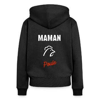 Maman poule - Sweat à capuche zippé Premium bio Femme - noir - Dos - Julia (174cm)