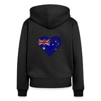 Australien - Australia - Frauen Premium Bio Zip Hoodie - Schwarz - Hinten - Julia (174cm)