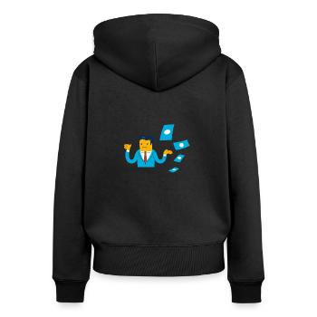 Flame - Finance - Women's Premium Organic Zip Hoodie - black - Back - Julia (174cm)