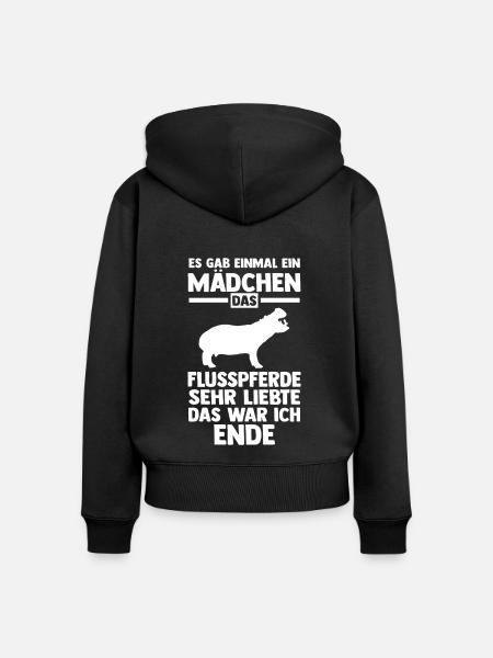 Nilpferd Flusspferd - Frauen Premium Bio Zip Hoodie - Schwarz