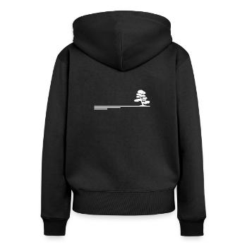 Natur Baum - Frauen Premium Bio Zip Hoodie - Schwarz - Hinten - Julia (174cm)