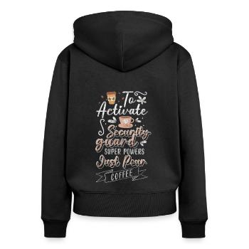 Security Pförtner Arbeit Fachkraft - Frauen Premium Bio Zip Hoodie - Schwarz - Hinten - Julia (174cm)