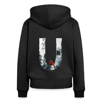 U – decorative character – winter - Women's Premium Organic Zip Hoodie - black - Back - Julia (174cm)