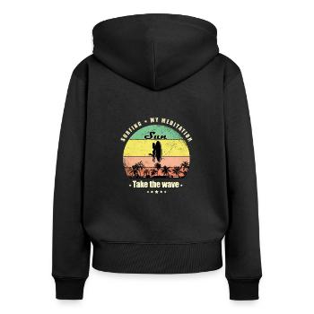 Surf Femmes Vintage Sports Retro Sunset - Sweat à capuche zippé Premium bio Femme - noir - Dos - Julia (174cm)