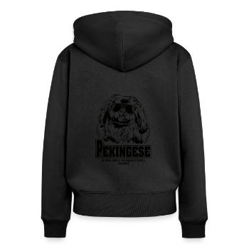 PEKINGESE coolest people dogs saying Wilsigns - Women's Premium Organic Zip Hoodie - black - Back - Julia (174cm)