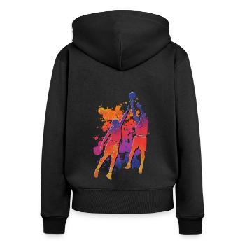 Basketteur Coloré Paint Slam Dunk Sports - Sweat à capuche zippé Premium bio Femme - noir - Dos - Julia (174cm)