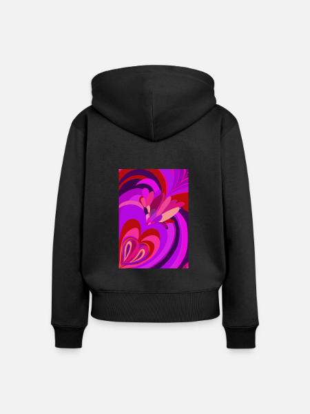 Psychedelisches Herz - Frauen Premium Bio Zip Hoodie - Schwarz