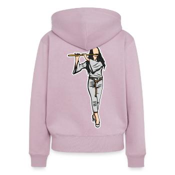 Croquis flûtiste - Sweat à capuche zippé Premium bio Femme - rose poudré - Dos - Julia (174cm)