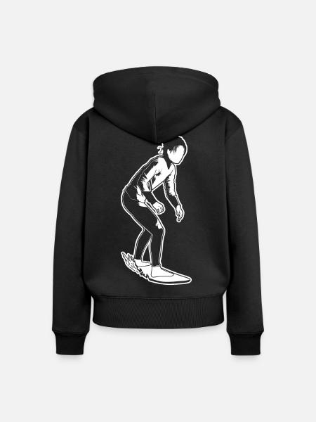 Surfer Mädchen - Frauen Premium Bio Zip Hoodie - Schwarz