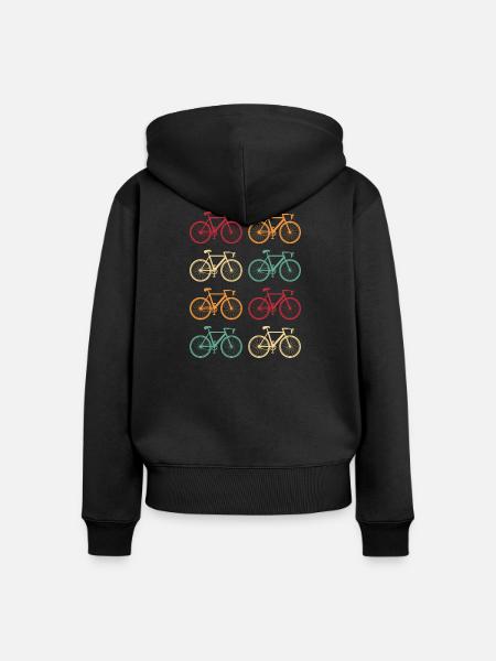 Fahrrad Bunte Fahrräder Retro - Frauen Premium Bio Zip Hoodie - Schwarz