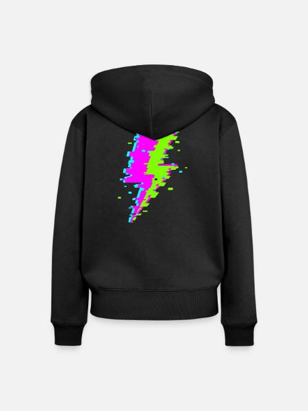 Psychedelischer digitaler Strahl - Frauen Premium Bio Zip Hoodie - Schwarz