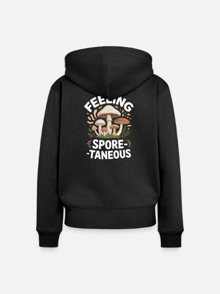 Feeling Spore-taneous Funny Mycology - Frauen Premium Bio Zip Hoodie - Schwarz